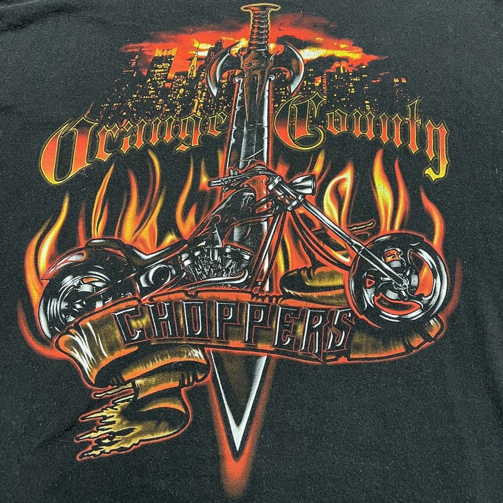 Orange County Choppers Graphic T-Shirt Mens XL Black Flame Sword Biker Tee